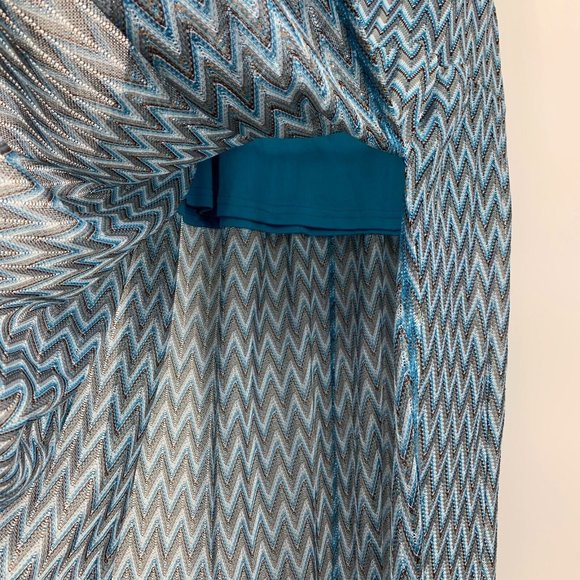 Hyfve Skirt Blue Chevron Print Maxi Lined Slit High Waist Boho - Picture 5 of 10